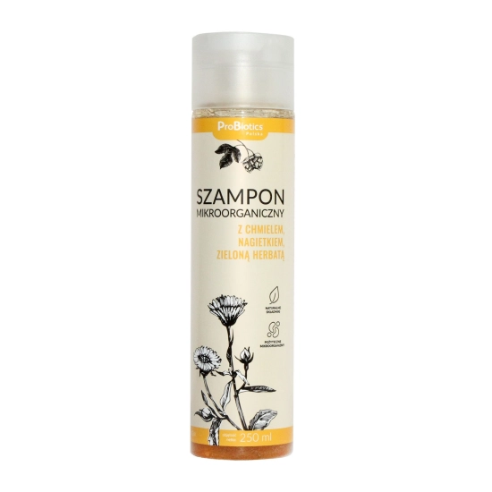 Szampon Mikroorganiczny do włosów z chmielem, nagietkiem i zieloną herbatą - 250ml